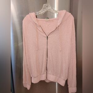 Roxy Pink Ribbed Oversize Full Zip Hoodie S